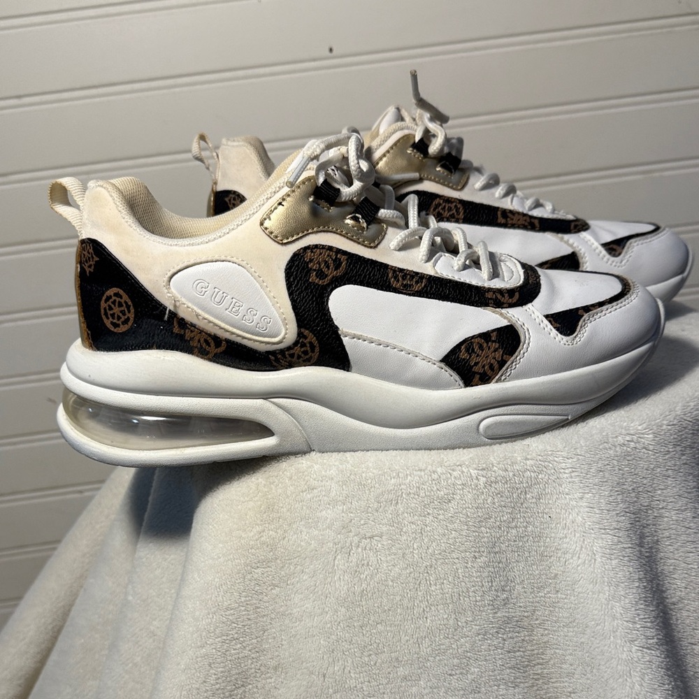 Guess White and Brown Sneakers